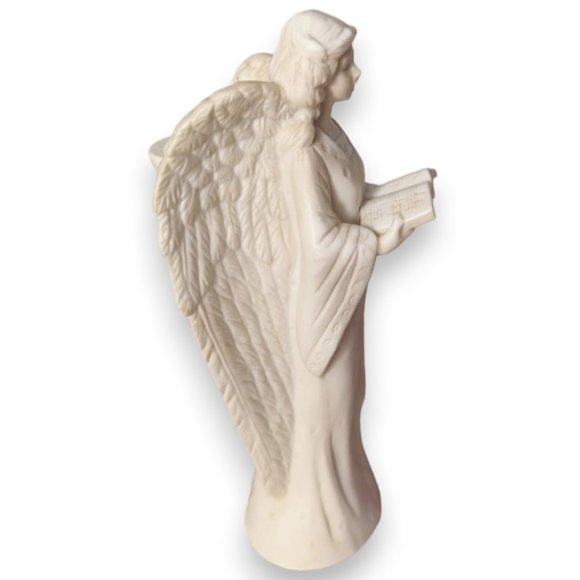 Singing Choir Angel Candleholder Ceramic Bisque Color Holding Songbook Book - Picture 4 of 9
